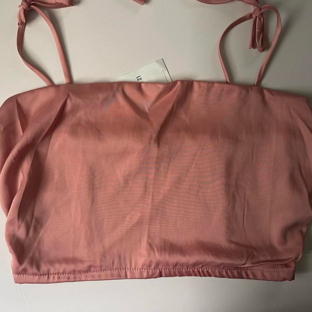 Forever 21 Pink Sleeveless Tie Front Crop Camisole